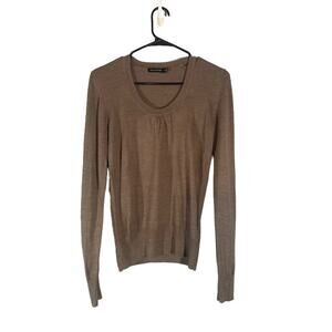 The Limited Brown Long Sleeve Wool Blend Scoop Neck Knit Sweater Women Sz M